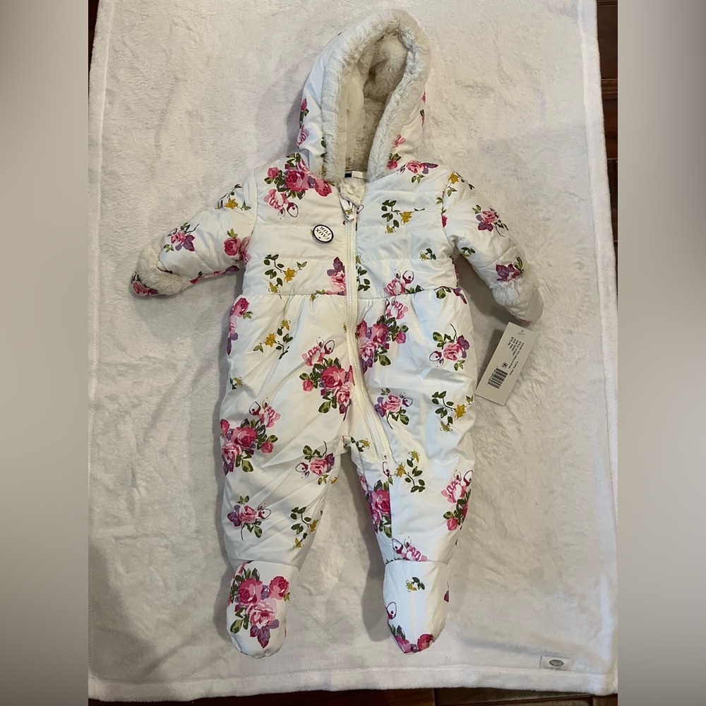 Baby girl snowsuit hooded footed coat
